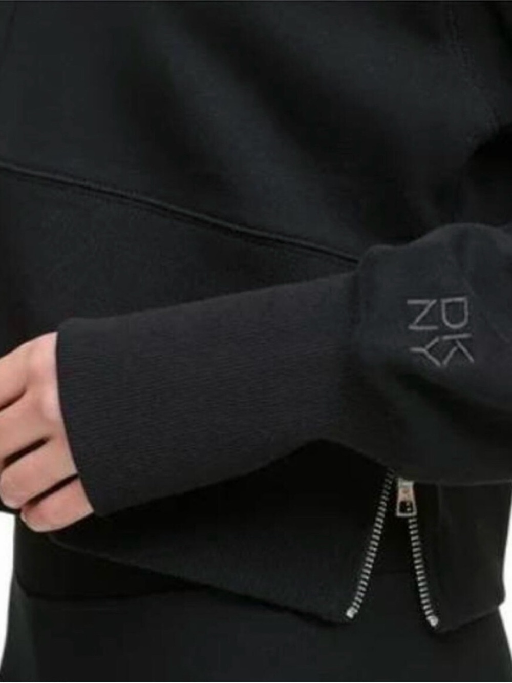 DKNY Sport Sweater with Side Zippers and Ribbed Hem
